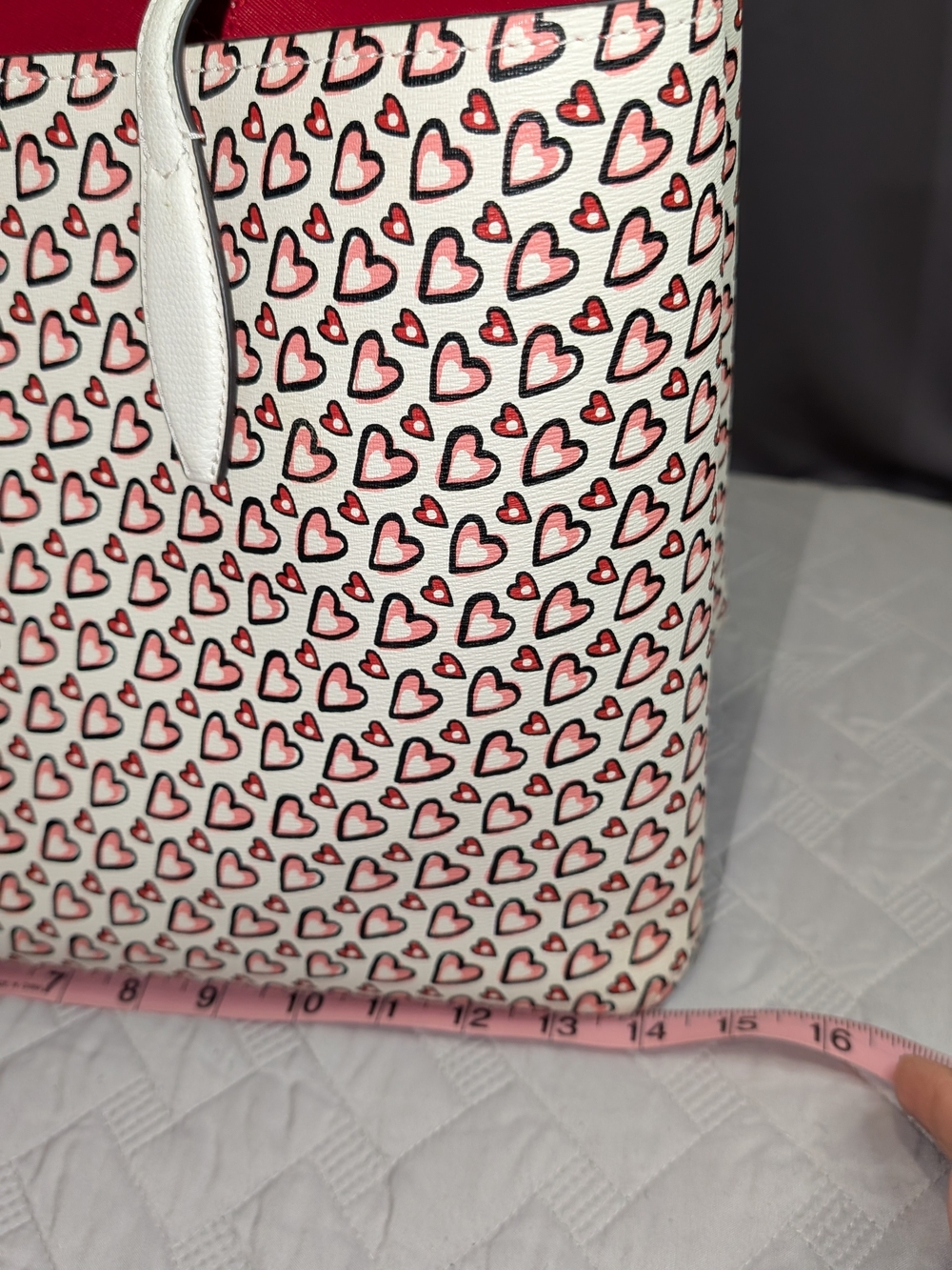 KATE SPADE NWOT - All Day Fancy Hearts Large Tote - Pink & White - Picture 8 of 14